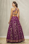 Shop_Alaya Advani_Magenta Woven And Embroidered Floral Stripe Pattern U Neck Banarasi Lehenga Set_at_Aza_Fashions