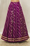 Alaya Advani_Magenta Woven And Embroidered Floral Stripe Pattern U Neck Banarasi Lehenga Set_at_Aza_Fashions