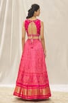 Shop_Alaya Advani_Pink Lehenga Viscose Organza Printed And Embroidered Bandhani Deep V Set_at_Aza_Fashions