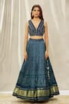 Alaya Advani_Blue Lehenga Viscose Organza Printed And Embroidered Bandhani Pleated Set _Online_at_Aza_Fashions