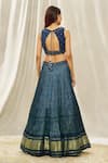 Shop_Alaya Advani_Blue Lehenga Viscose Organza Printed And Embroidered Bandhani Pleated Set _at_Aza_Fashions