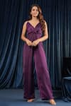 Buy_B'Infinite_Purple Satin Plain Sweetheart Neck Royal Amethyst Jumpsuit _at_Aza_Fashions