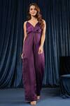 B'Infinite_Purple Satin Plain Sweetheart Neck Royal Amethyst Jumpsuit _Online_at_Aza_Fashions