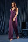 Buy_B'Infinite_Purple Satin Plain Sweetheart Neck Royal Amethyst Jumpsuit _Online_at_Aza_Fashions