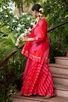 Shop_Nimbu Mirchi_Red Crepe Embroidered Lace Notched Peplum Kurta Sharara Set  _Online_at_Aza_Fashions