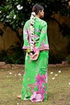 Shop_Nimbu Mirchi_Green Crepe Embroidered Lace Chinese Collar Maxi Dress  _at_Aza_Fashions