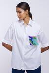 Buy_Pallavi Swadi_White Cotton Satin Tassels Collared Thread Taselled Shirt_Online_at_Aza_Fashions