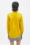 Shop_PALLAVI SWADI_Yellow Cotton Satin Hand Embroidered Swarovski Button Shirt  _at_Aza_Fashions