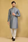 Buy_Arihant Rai Sinha_Grey Cotton Blend Printed Foil Kurta And Pant Set _at_Aza_Fashions