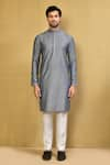 Buy_Arihant Rai Sinha_Grey Cotton Blend Printed Foil Kurta And Pant Set _Online_at_Aza_Fashions