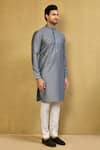 Arihant Rai Sinha_Grey Cotton Blend Printed Foil Kurta And Pant Set _at_Aza_Fashions