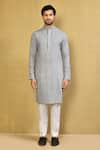 Buy_Arihant Rai Sinha_Grey Kurta Cotton Linen Plain Straight And Pant Set _Online_at_Aza_Fashions