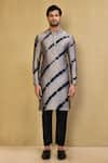 Buy_Arihant Rai Sinha_Black Kurta Cotton Chanderi Tie-dye Pattern And Pant Set _Online_at_Aza_Fashions