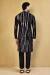 Shop_Arihant Rai Sinha_Black Kurta Cotton Chanderi Tie-dye Stripe Pattern And Pant Set _at_Aza_Fashions