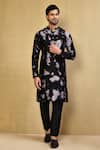 Buy_Arihant Rai Sinha_Black Kurta Cotton Chanderi Tie-dye Cloud Pattern And Pant Set _at_Aza_Fashions