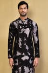 Shop_Arihant Rai Sinha_Black Kurta Cotton Chanderi Tie-dye Cloud Pattern And Pant Set _Online_at_Aza_Fashions