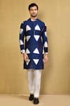 Buy_Arihant Rai Sinha_Blue Kurta Cotton Chanderi Tie-dye Triangle Clamp Dyed And Pant Set _at_Aza_Fashions