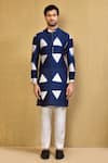 Buy_Arihant Rai Sinha_Blue Kurta Cotton Chanderi Tie-dye Triangle Clamp Dyed And Pant Set _Online_at_Aza_Fashions