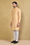 Arihant Rai Sinha_Yellow Kurta Chanderi Embroidered Thread With Polo Pant _at_Aza_Fashions