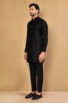 Arihant Rai Sinha_Black Cotton Embroidery Stripe Kurta With Polo Pant _at_Aza_Fashions