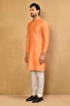 Arihant Rai Sinha_Coral Cotton Blend Embroidered French Knot Butti Kurta With Polo Pant _at_Aza_Fashions