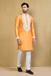 Buy_Arihant Rai Sinha_Orange Cotton Blend Embroidered Mirrorwork Bodice Kurta With Polo Pant _at_Aza_Fashions