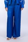 Buy_World Of RA_Blue 45% Bemberg Cupro Marine Straight Pant_Online_at_Aza_Fashions