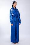 Shop_World Of RA_Blue 45% Bemberg Cupro Marine Straight Pant_Online_at_Aza_Fashions