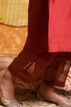 Shivani Bhargava_Maroon Handloom Chanderi Hand Embroidered Tribal Round Placket Kurta Set _at_Aza_Fashions