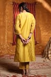 Shop_Shivani Bhargava_Yellow Handloom Chanderi Hand Embroidered Tribal Round Placket Kurta Set _at_Aza_Fashions