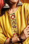Shivani Bhargava_Yellow Handloom Chanderi Hand Embroidered Tribal Round Placket Kurta _Online_at_Aza_Fashions