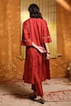Shop_Shivani Bhargava_Maroon Silk, Handloom Cotton Embroidery, Tassels Pintucked Choga Kurta Set _at_Aza_Fashions