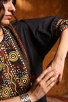 Shivani Bhargava_Black Cotton Embroidered Tribal Notched Cape Kurta _Online_at_Aza_Fashions