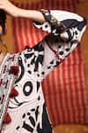 Shivani Bhargava_Black Cotton Tassels V-neck Abstract Print Short Kaftan Tunic And Pant Set _Online_at_Aza_Fashions