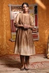 Buy_Shivani Bhargava_Brown Handloom Chanderi Dyed Round Ombre Gathered Kurta 