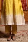 Buy_Shivani Bhargava_Yellow Handloom Chanderi Dyed Round Kurta Set With Tri Color Dupatta 