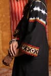 Buy_Shivani Bhargava_Black Cotton Embroidery Thread Notched Tie Dye Kurta And Pant Set _Online_at_Aza_Fashions