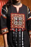 Shivani Bhargava_Black Cotton Embroidery Thread Notched Tie Dye Kurta And Pant Set _at_Aza_Fashions