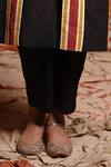 Shop_Shivani Bhargava_Black Cotton Embroidery Thread Notched Patchwork Kurta And Pant Set _Online_at_Aza_Fashions