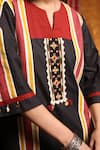 Shivani Bhargava_Black Cotton Embroidery Thread Notched Patchwork Kurta And Pant Set _at_Aza_Fashions