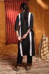 Shop_Shivani Bhargava_Black Cotton Embroidery Thread Round Mirror Yoke Kurta And Pant Set _at_Aza_Fashions