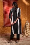 Shop_Shivani Bhargava_Black Cotton Embroidery Thread Round Mirror Yoke Kurta _at_Aza_Fashions