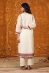 Shop_Shivani Bhargava_Ivory Handloom Chanderi Embroidery Mirror Notched Triangle Applique Work Kurta _at_Aza_Fashions