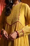 Shivani Bhargava_Yellow Handloom Chanderi Embroidered Thread And Applique Work Gathered Anarkali _Online_at_Aza_Fashions