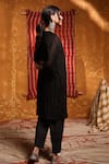 Shop_Shivani Bhargava_Black Handloom Chanderi Round Crinkled Kimono Kurta With Pant _at_Aza_Fashions