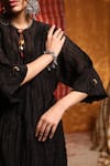 Buy_Shivani Bhargava_Black Handloom Chanderi Round Crinkled Kimono Kurta With Pant _Online_at_Aza_Fashions