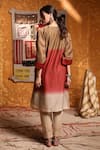 Buy_Shivani Bhargava_Brown Handloom Silk Dyed Shell Round Neck Ombre Kimono Kurta _Online_at_Aza_Fashions