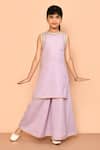 Buy_Samyukta Singhania_Purple Cotton Embroidery, Mirrors Kurta And Palazzo Set _at_Aza_Fashions