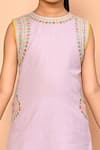 Samyukta Singhania_Purple Cotton Embroidery, Mirrors Kurta And Palazzo Set _Online_at_Aza_Fashions