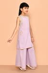 Shop_Samyukta Singhania_Purple Cotton Embroidery, Mirrors Kurta And Palazzo Set _Online_at_Aza_Fashions